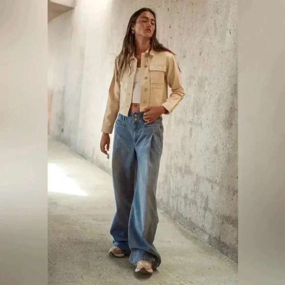Bohme Vera Wide Leg Jeans Women's S Light Wash High Rise Baggy Loose Boho Trendy - Picture 1 of 13